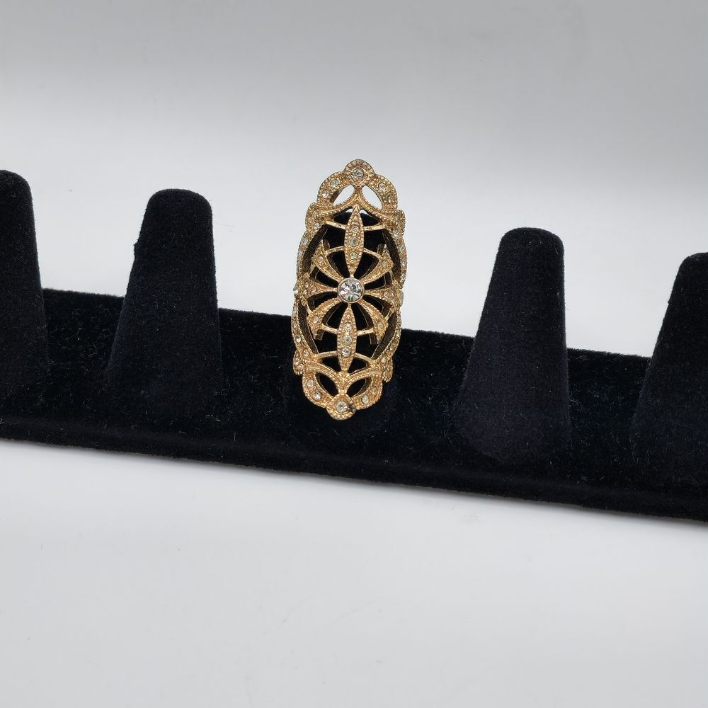 Gold Diamond Fillagree Caged Cocktail Ring